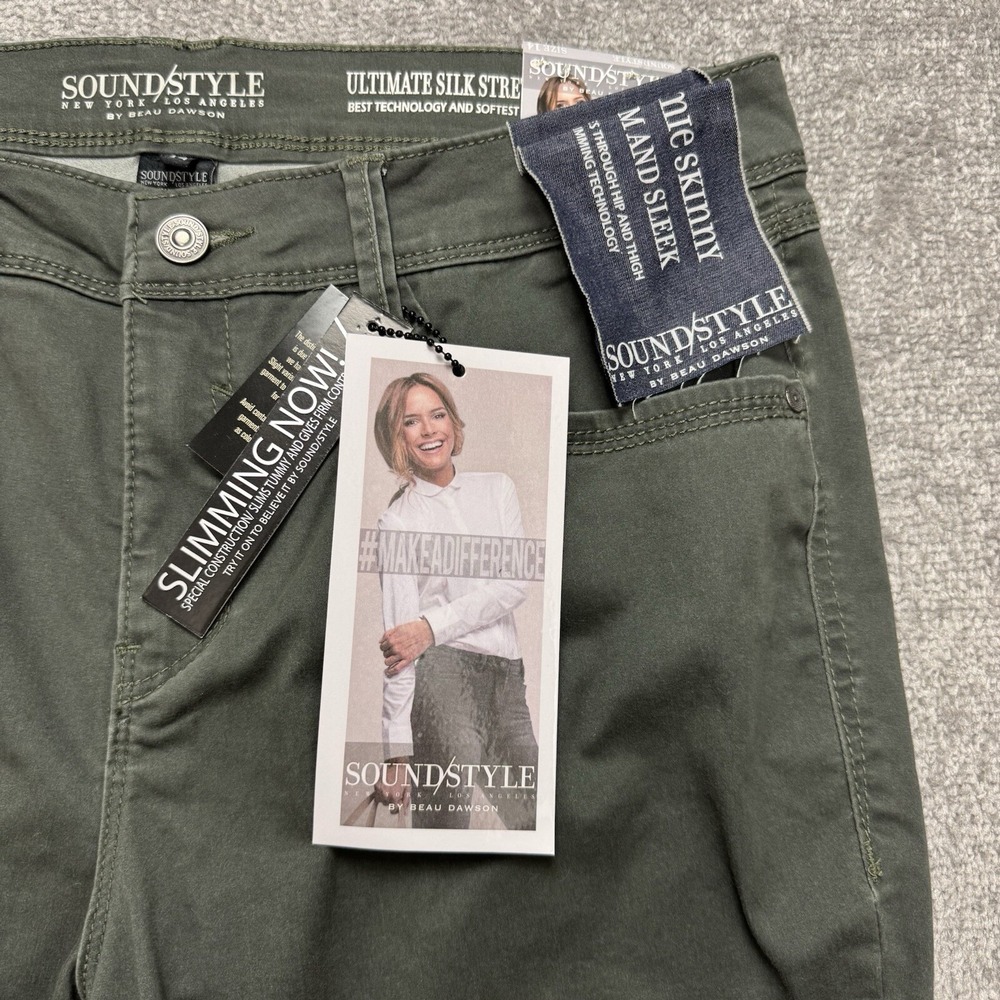 Sound/ Style By Beau Dawson Jamie Slimming Skinny Jeans Green Size 14 NWT - Picture 4 of 11
